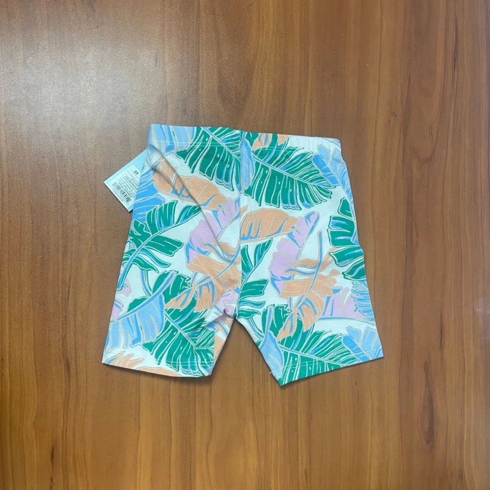 Cat & Jack Girls 3T Tropical Palm Leaf Tank Top and Bike Shorts Set NWT